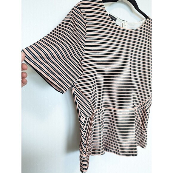 Talbots Striped Peplum Top Womens L Pink Short Sleeve Casual Professional Shirt - Picture 4 of 8
